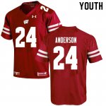 Youth Wisconsin Badgers NCAA #24 Haakon Anderson Red Authentic Under Armour Stitched College Football Jersey BY31Q35DZ